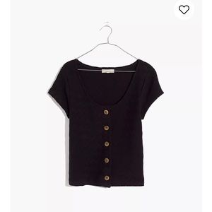 Madewell Knit Pointelle Button-Front Scoop Tee